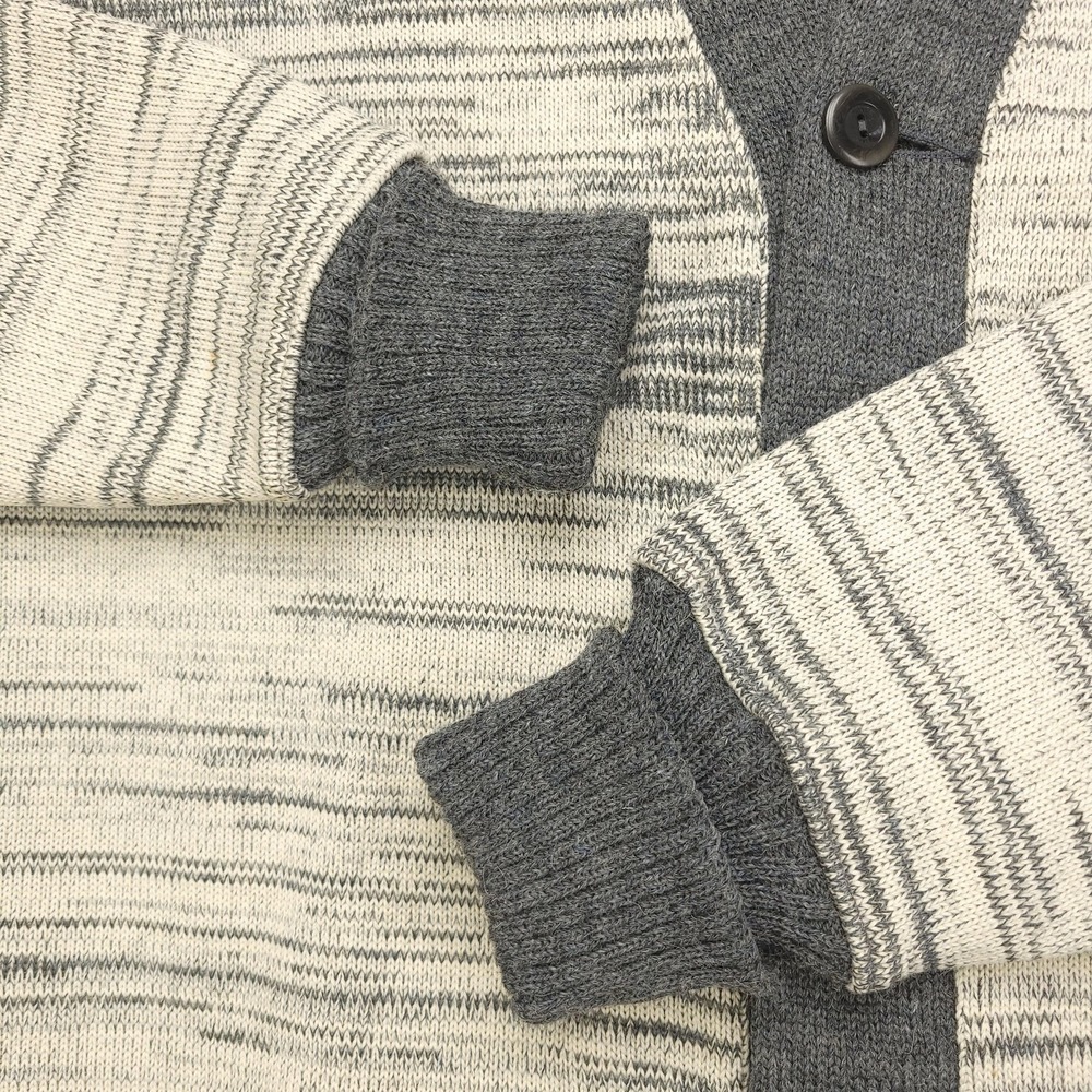 Dehen 1920 Knitting Co Sweater Mens XL Gray Beige Wool Striped Cardigan Made USA - Picture 11 of 16